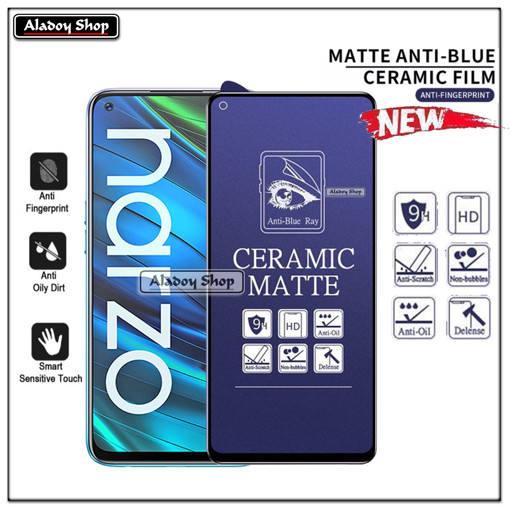 PAKET 3IN1 Anti Gores Blue Matte Anti Glare Realme Narzo 20 Pro + Tempered Glass Camera dan Skin Carbon