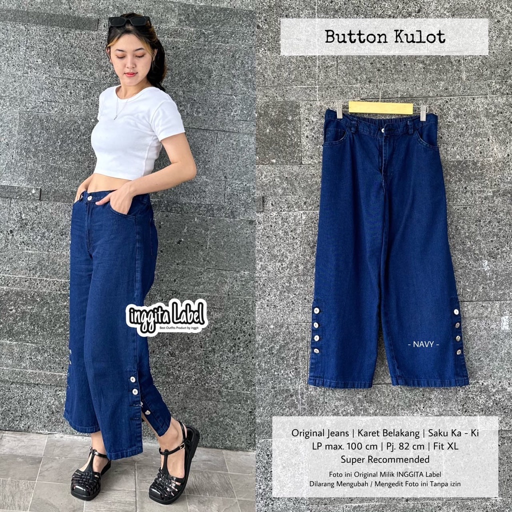 BUTTON KULOT (CELANA JEANS KULOT) KANCING BESI