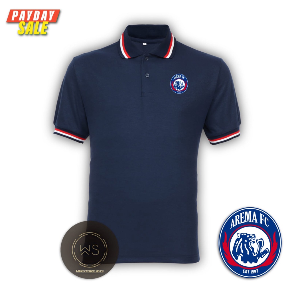 Kaos T Shirt Polo Berkerah 3 list Motif AREMA FC DTF  / pria lengan pendek / sablon DTF / ukuran M L