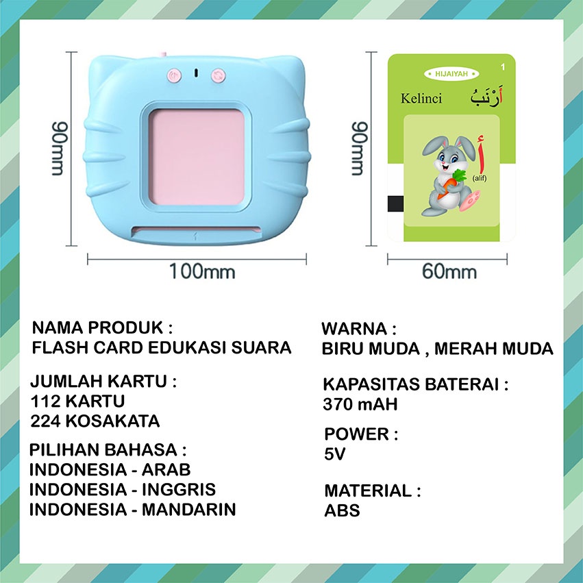 Mainan Edukasi Kartu Flash Card Bersuara Bahasa Indonesia Arab Inggris Kartu Flash Edukasi Alat Bantu Pengenalan Kosa Kata Bahasa Indonesia