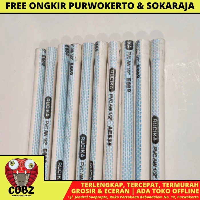 1/2 INCH / RUCIKA WAVIN AW LIS BIRU PIPA PRALON PARALON PVC PER BATANG