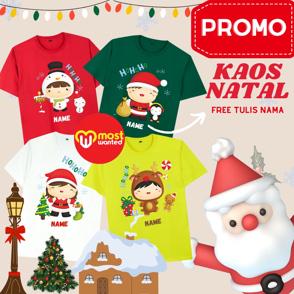 Baju Kaos Sablon Natal Gereja Keluarga Kelompok / Baju Kaos Couple / Kaos Polos / CUSTOM NAMA