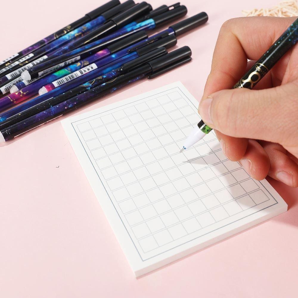 R-flower 12PCS/Set Gel Pen Perlengkapan Kantor Sekolah Tinta Hitam/Biru 0.5mm Dihapus Pen