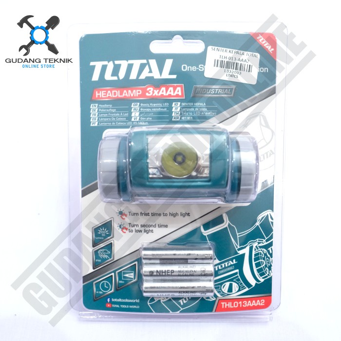 Headlamp Senter Led Rechargeable Tahan Air 3xAAA THL013AAA2 TOTAL / Flashlight Lampu Senter Kepala Tahan Air 150 Lumens BATERAI AAA THL 013AAA2 TOTAL