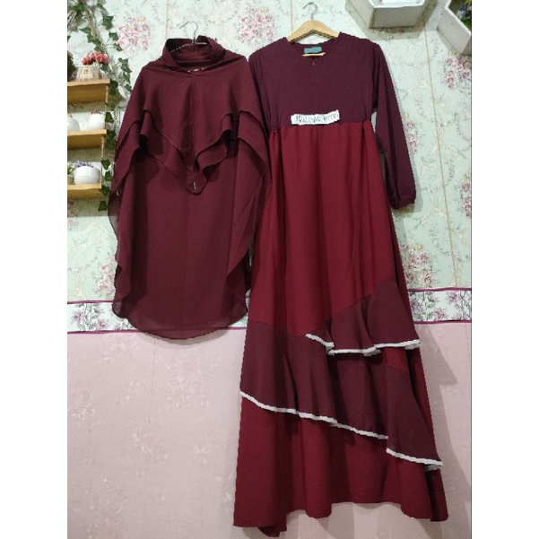 gamis set Khimar NINDAH FASHION preloved dress second pl muslimah syari