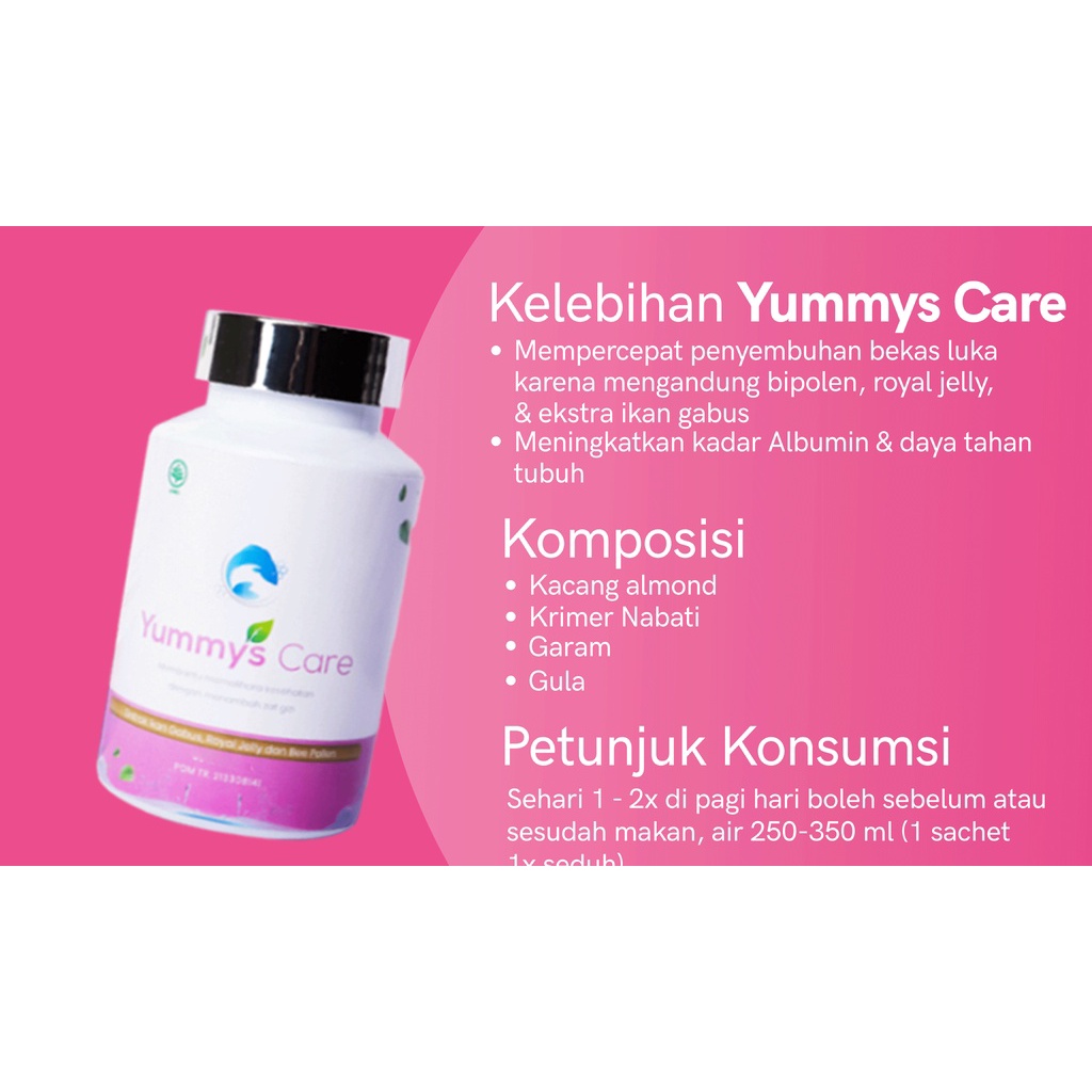 Yummys Care ekstrak Ikan Gabus , Royal Jelly dan Bee Pollen Membantu Mempercepat Penyembuhan Luka Sesar isi 30 Kapsul FREE Tumbler Pejuang Asi