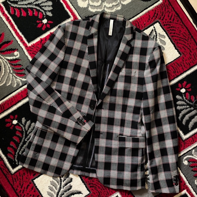ZARAMAN TARTAN BLAZER BLACK