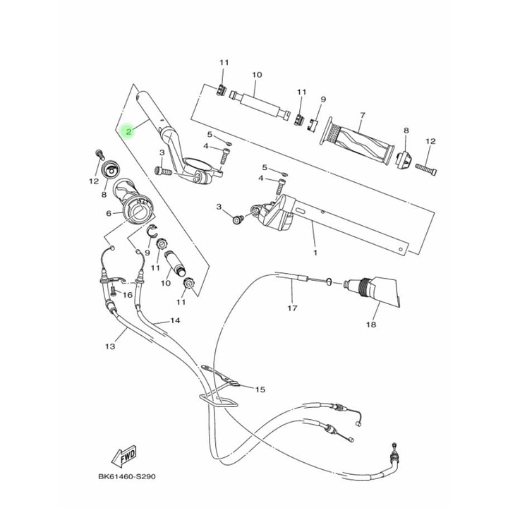 STANG STIR KANAN R15 R 15 V3 ASLI ORI YAMAHA BK6 F6122 00