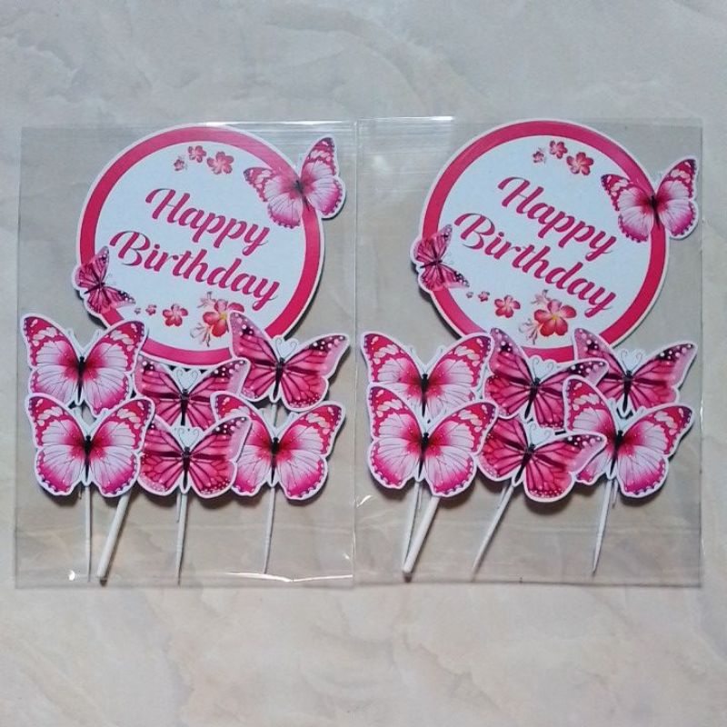 Topper ulang tahun/hiasan kue tart Kupu-Kupu