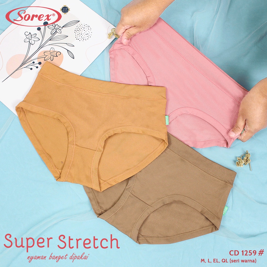 3 Celana Dalam Wanita SOREX 1259 - CD Cutting MAXI - Underwear SOFT &amp; COMFORT - FINE COTTON - Pakaian Dalam Wanita