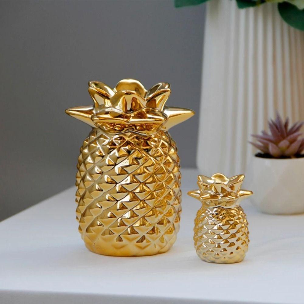 [Elegan] Ornamen Nanas Mudah Dibersihkan Electroplated Ceramic Gold Pineapple Desain Sederhana Hadiah Chaperone Gaya Nordic Alat Peraga Dekorasi