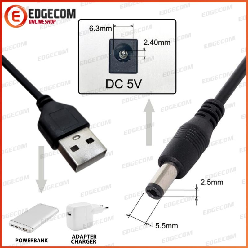 Kabel USB 5V 5,5mm DC Power Supply Charger Router Modem