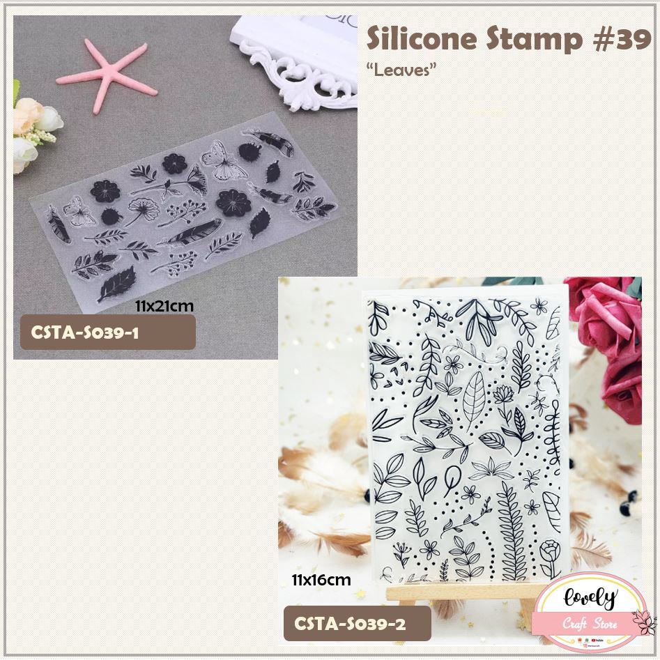

LovelyCraftStore | S39 Transparent Silicone rubber Clear Stamp ~ Stempel Silikon Transparan Silicone Stamp Leaves, Butterfly, Daun, Kupu untuk journal, cards, art craft, scrapbook