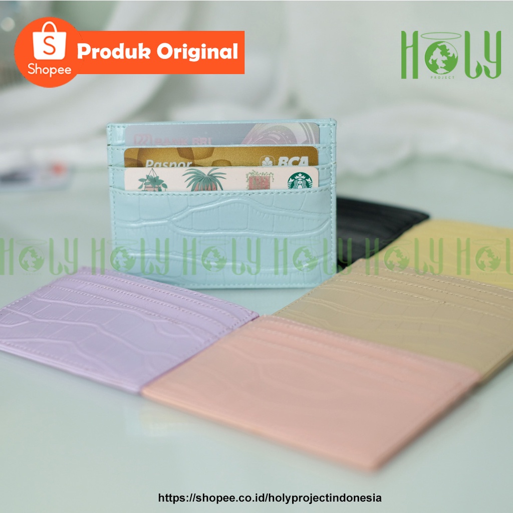 KB01-DOMPET KARTU KULIT SINTETIS POLOS / CARD HOLDER PRIA WANITA MODEL KULIT BUAYA 6 SLOT KARTU 6 WA
