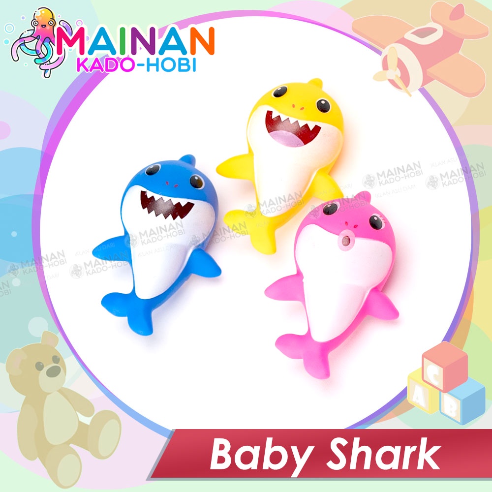 MAINAN MANDI ANAK BAYI BUNYI BABY SHARK HIU KARET