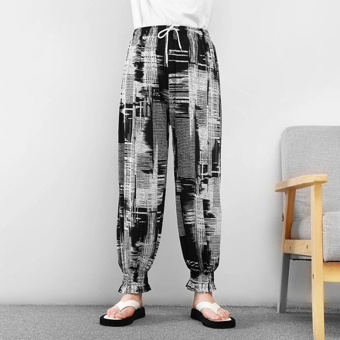 Celana Joger Pria Celana Bahan Jogger Besar Motif Karet Style Korea 4 D7L1 Casual Bawahan Jogger Pan
