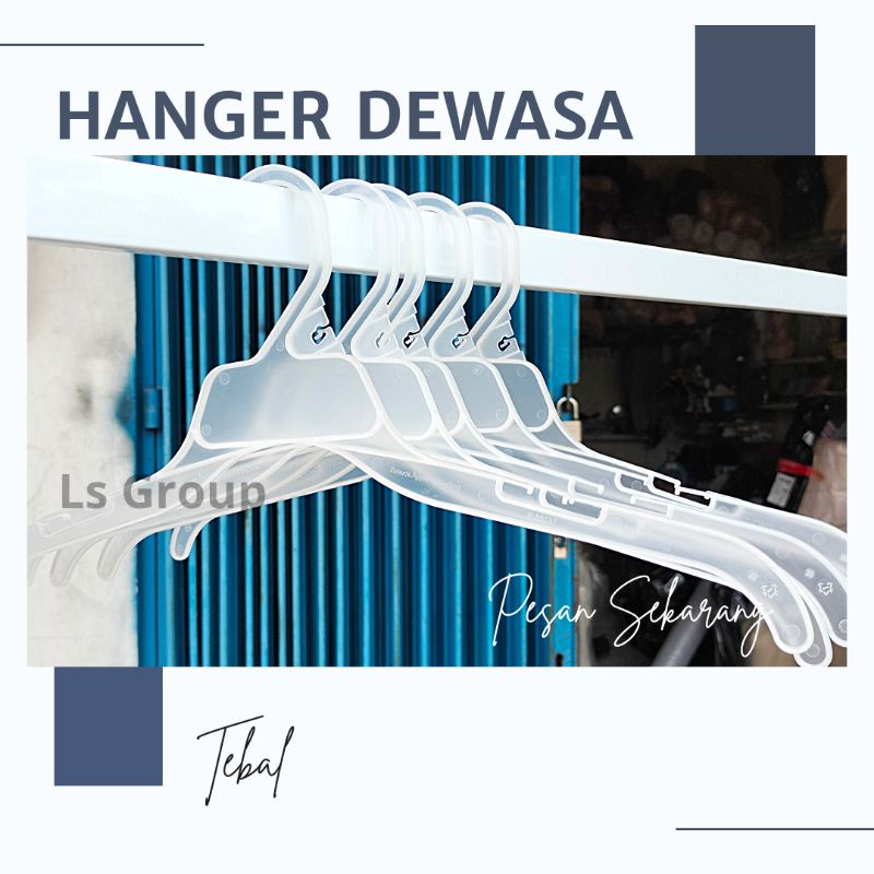 Hanger Baju Butik Transparan Size Dewasa 6 biji