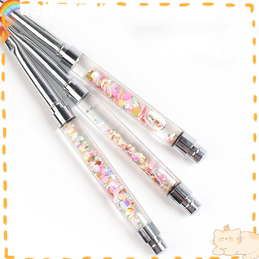 Solighter Nails Round Gel Brush New Kuas Lukis Pena Gambar Cairan UV Gel Brush