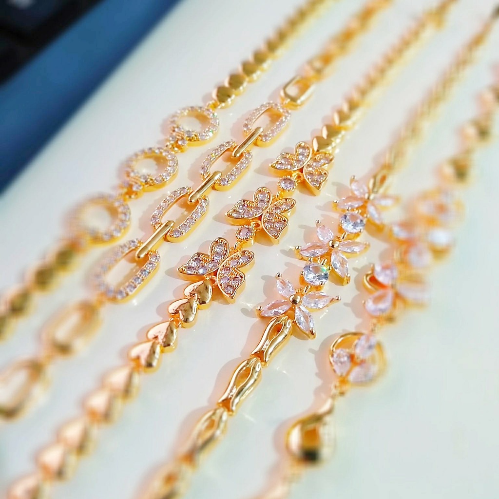 AV378 Grosir Gelang Wanita Mata Replika Berlian Lapis Emas