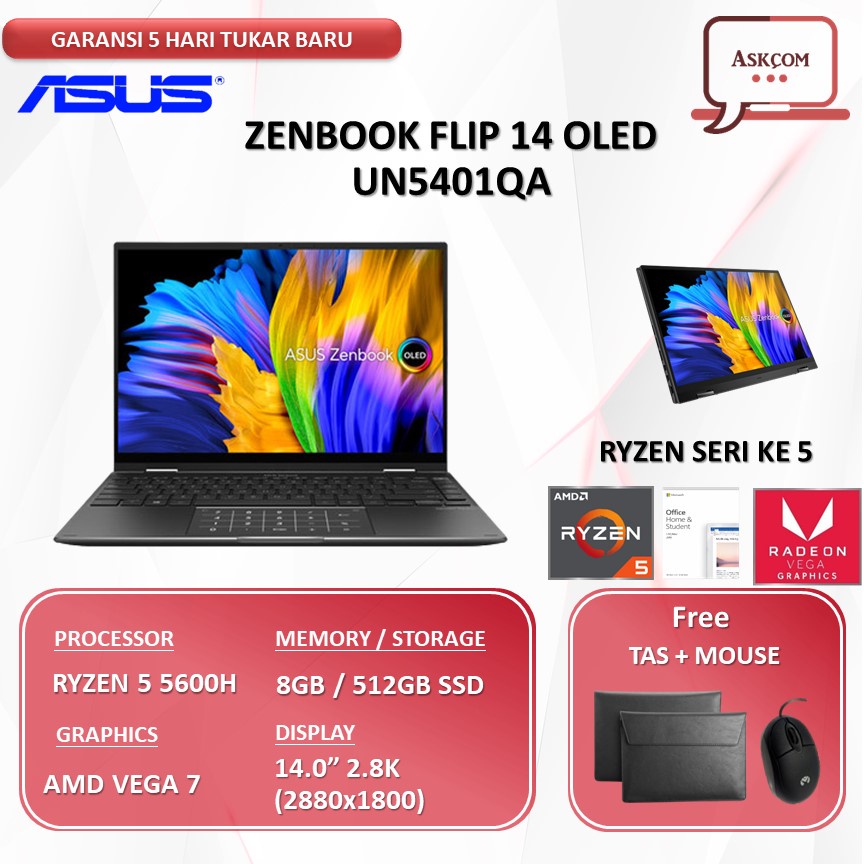 Laptop Asus ZenBook 14 Oled UM3402YA Touch RYZEN 7 7730 16GB 1TB SSD W11 14.0 2.8K