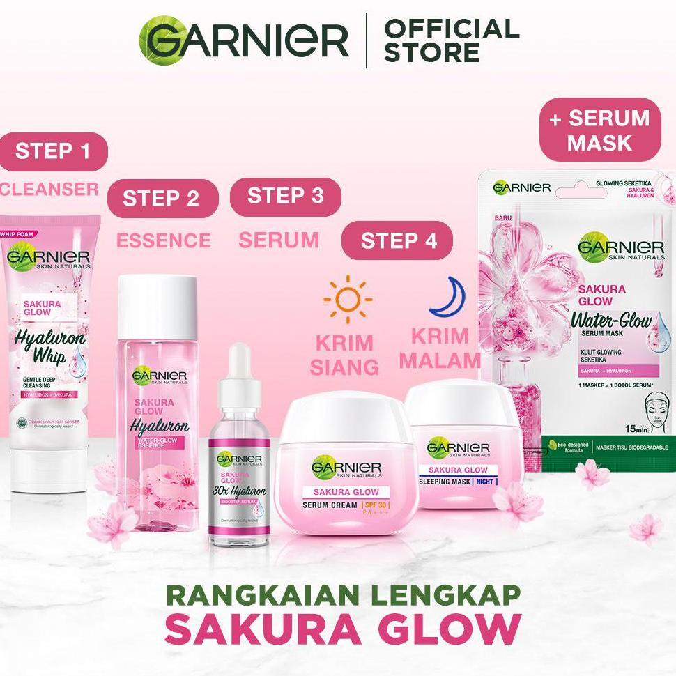[Art. 3949] Garnier Sakura Glow Kit Day &amp; Night Cream - Moisturizer Skincare Krim Siang Malam (Light complete)