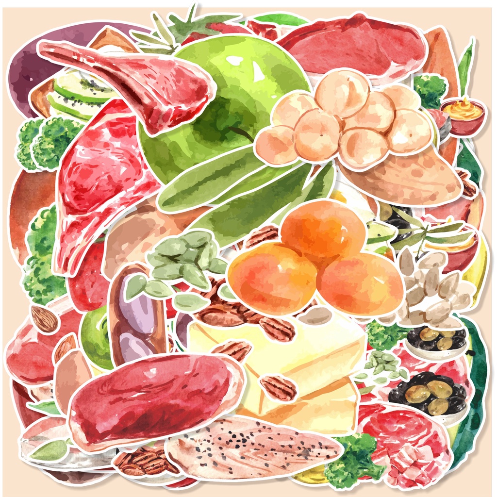 

( 50 pcs )stiker deco scrabook/random satuan/DIET KETO-watercolor/murah