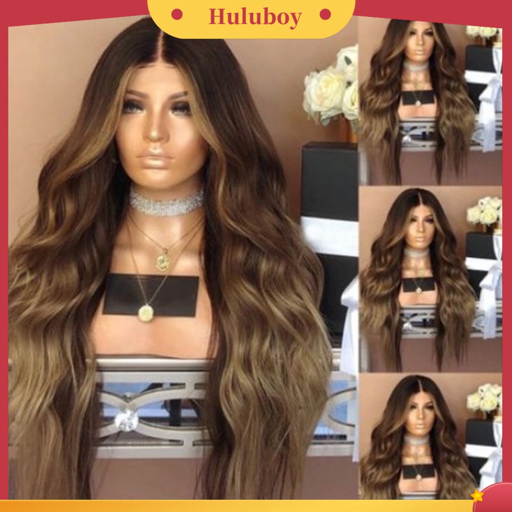 Wig Rambut Panjang Bergelombang Warna Gradasi Untuk Wanita