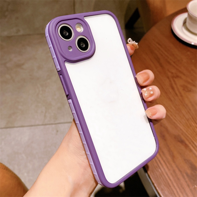 IPHONE Casing Desain 3-in-1 Fashion Untuk Iphone14 13 12 11 Pro Max X/XS XR Max 14plus Perbatasan Warna Transparan