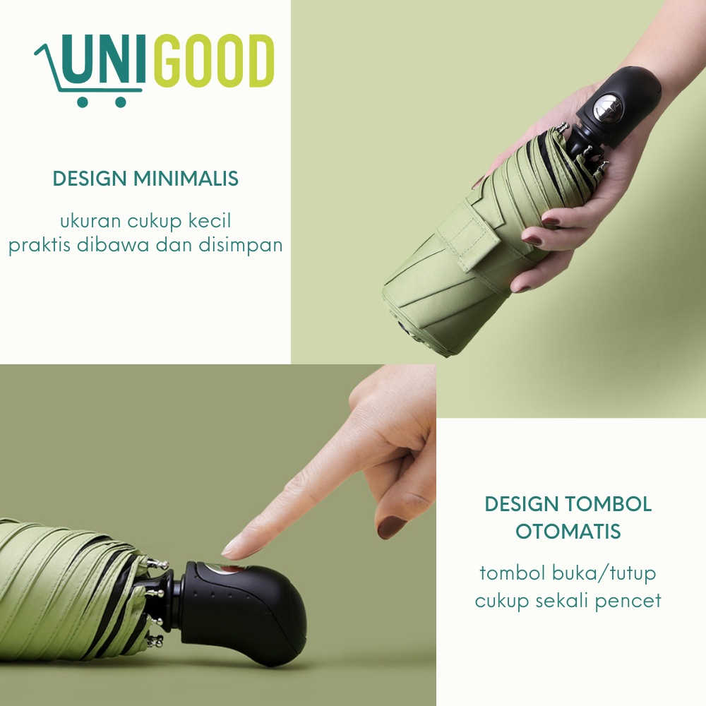 UNIGOOD - Payung Mini Tombol Otomatis Pocket Umbrella Anti UV Ectra Tebal