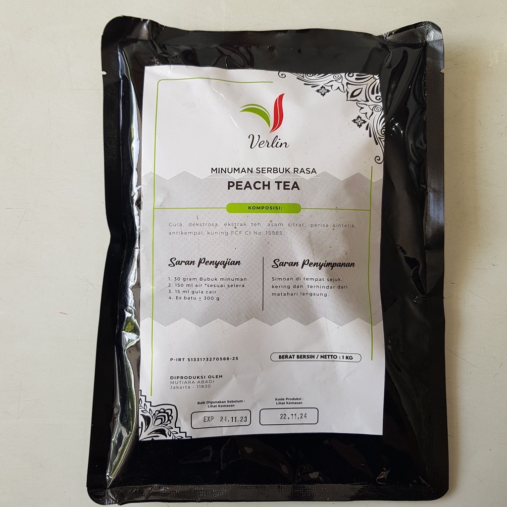 NEW!! VERLIN rasa PEACH TEA MURAH powder drink minuman bubuk (1kg)