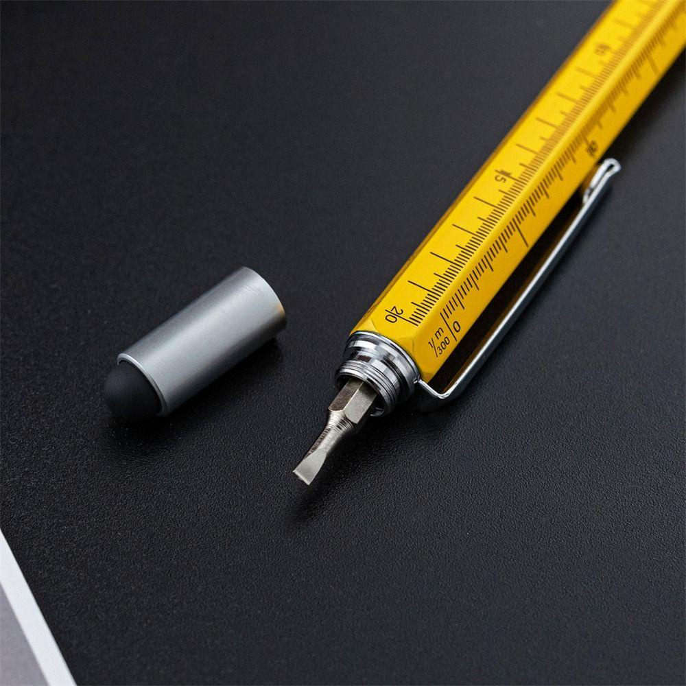 Top 2Pcs Pen Multifungsi Perlengkapan Menulis Obeng Penggaris Gadget Layar Sentuh Woodworking Pen