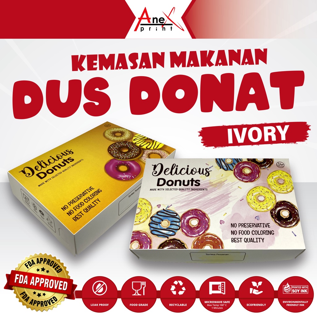 

BOX DONAT ISI 6 PCS / DUS DONAT MOTIF / KEMASAN DONAT / KOTAK DONAT / WADAH DONAT / BAHAN IVORY