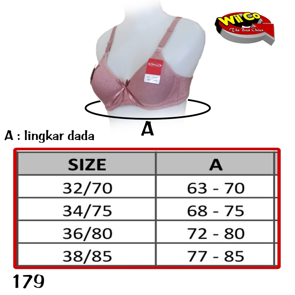 K179 - BRA/BH WANITA SOREX BUSA TIPIS TANPA KAWAT DUA PENGAIT UKURAN 32-38 CUP B