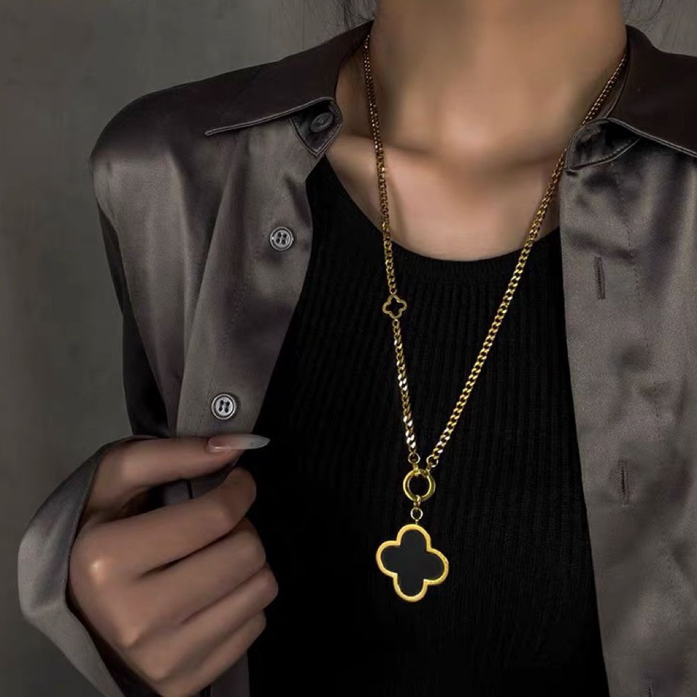 Kalung panjang clover titanium anti karat harga grosir bisa cod