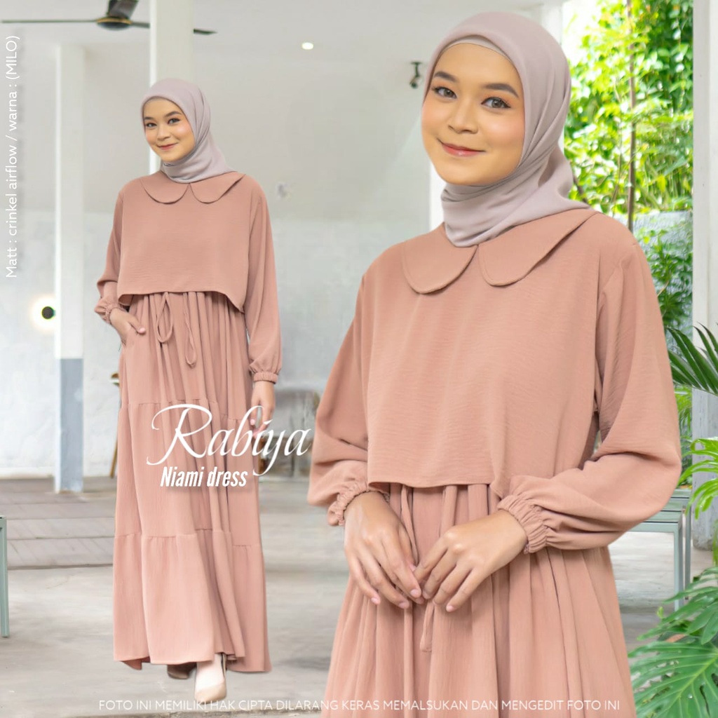 Gamis Terbaru Gamis Syari Jumbo L XL XXL 3L 4L LD To Up 140 Baju Gamis Dress Wanita Muslim Niami Dress Bahan Crinkle Gamis hitam Putih Gamis syar'i jumbo Terbaru