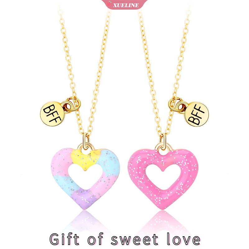 New doughnut love Kalung Lucu Sederhana Paduan drip Minyak Teman Baik BFF Kalung set [ZXL]