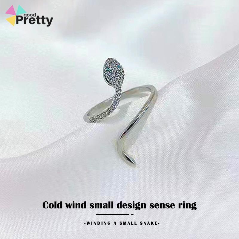 Cincin Kristal Ular Adjustbale Desain Zircon Cincin Untuk Wanita - PD