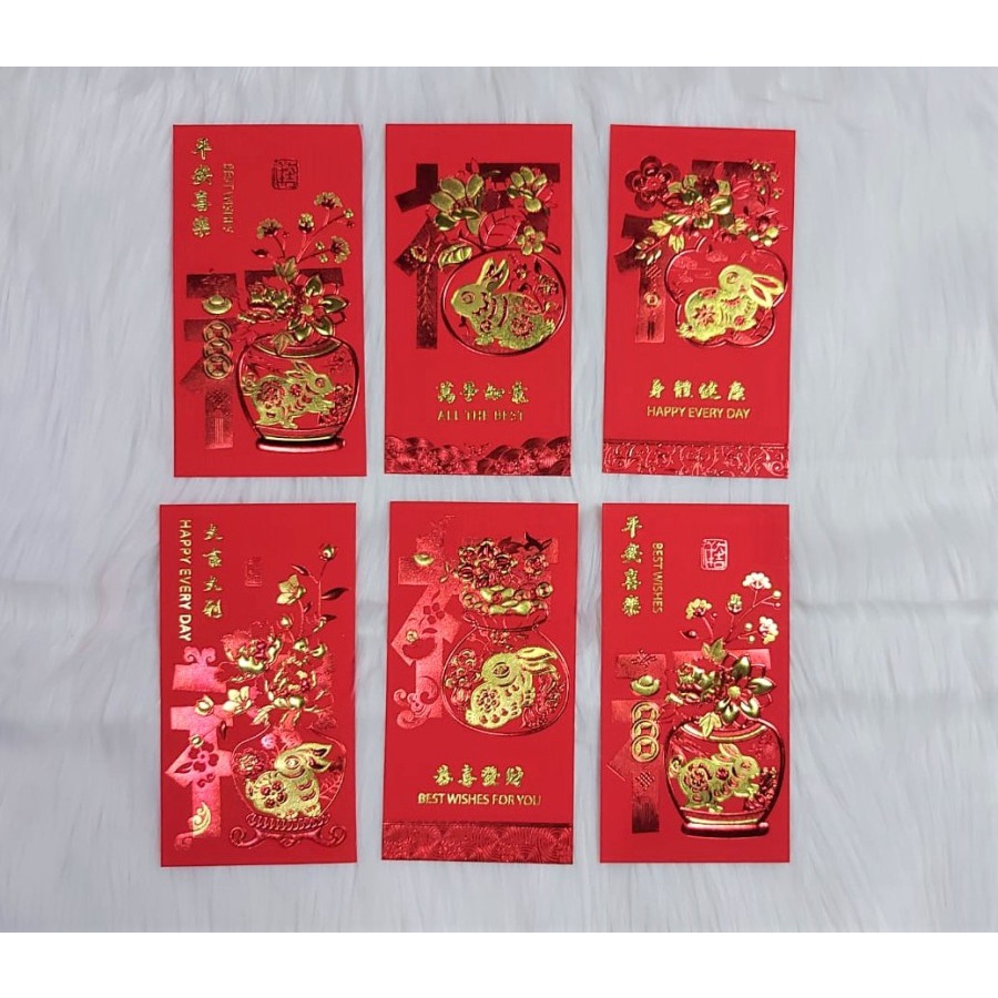 

Angpao Imlek Shio Kelinci Terbaru Termurah Ukuran besar Premium LL2077 bahan kertas dove emboss sepack isi 6 lembar Limited Edition
