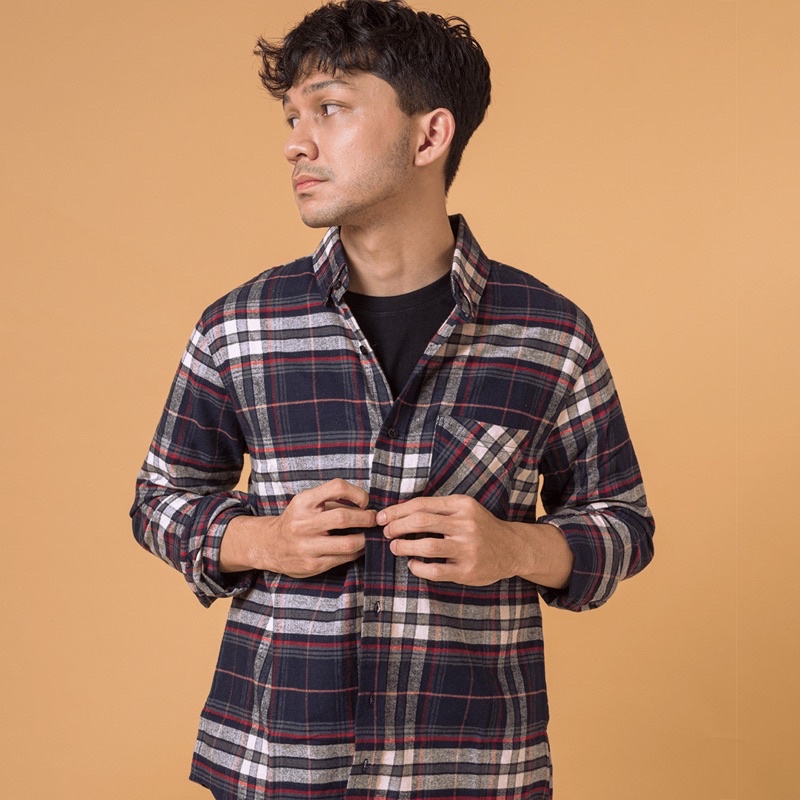 Kemeja Flanel Pria WOODCUTTER Dark Miguel Flannel Shirt Lengan Panjang