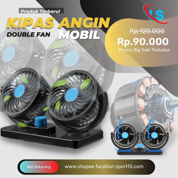 Kipas Angin Mobil 12 Volt Kipas Angin Mini Mobil Truk Double Fan Blower USB Pengganti AC