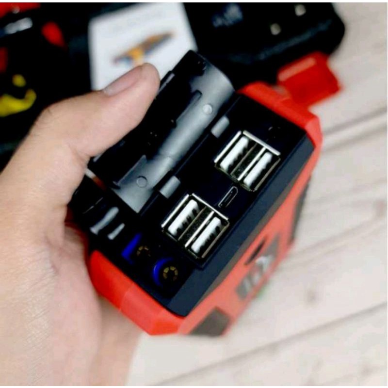 Power Bank Jumper Aki Mobil 99800Mah 12V 4 Port USB Car Jump Start + Air Pump