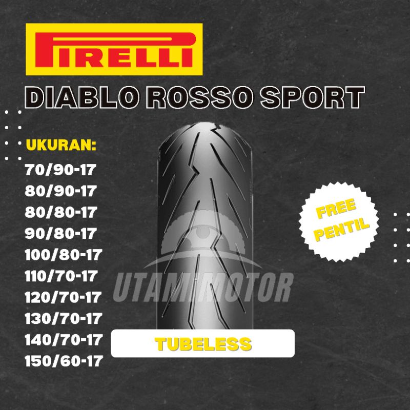 BAN MOTOR PIRELLI DIABLO ROSSO SPORT RING 17 100/80-17 110/70-17 120/70-17 TUBELESS