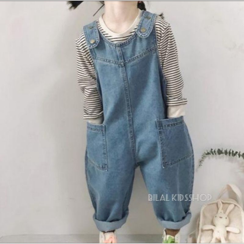 OVERALL KODOK JEANS PANJANG ANAK/ OVERALL OVERSIZE ANAK UNISEX 1-7 TAHUN