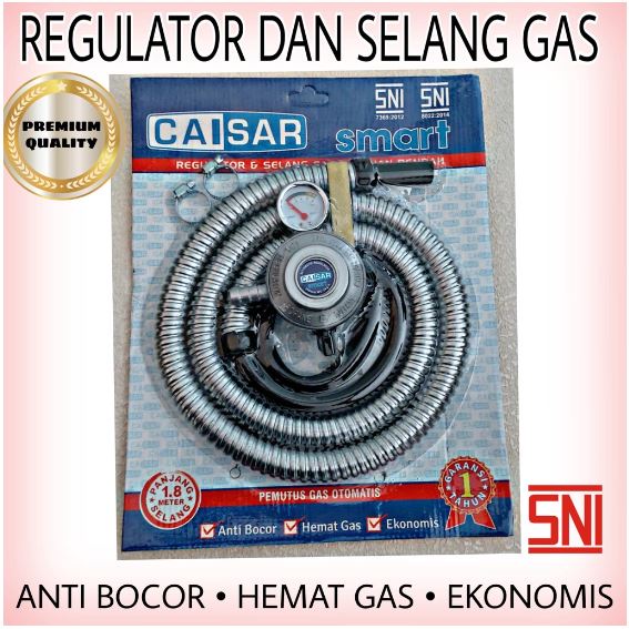 SELANG REGULATOR GAS CAISAR PREMIUM GAS ELPIJI BER-SNI AMPER HEMAT GAS MPU SELANG + REGULATOR METERAN TEKANAN RENDAH