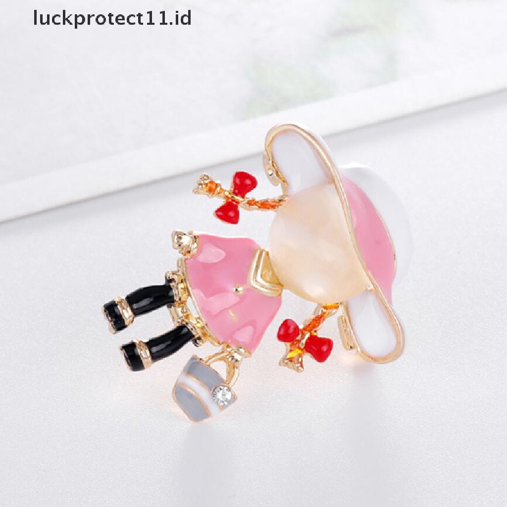 /Fashion Hot// Fashion// Enamel Lucu Ponytail Paing Gadis Bros Kristal Kerah Pin Aksesoris Perhiasan.