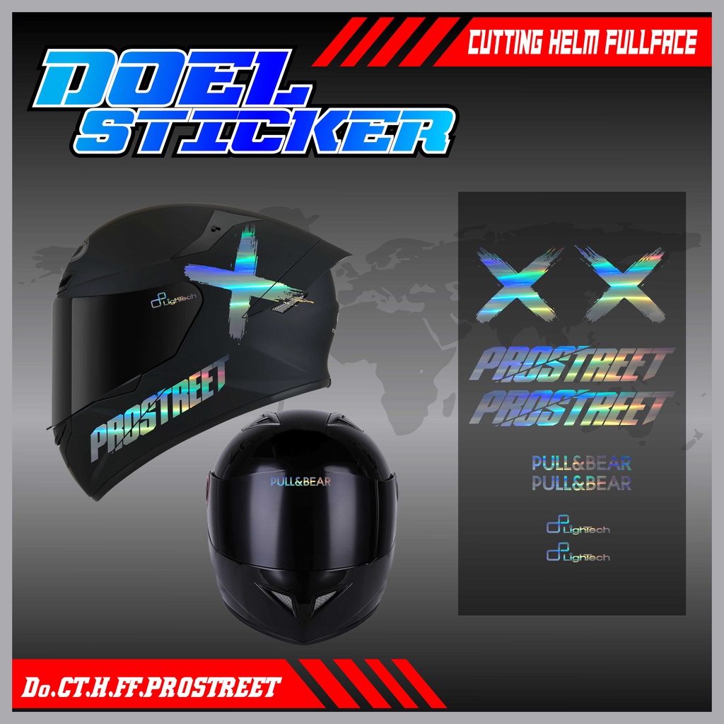 Sticker Cutting Helm Full Face Hologram PROSTREET Doel