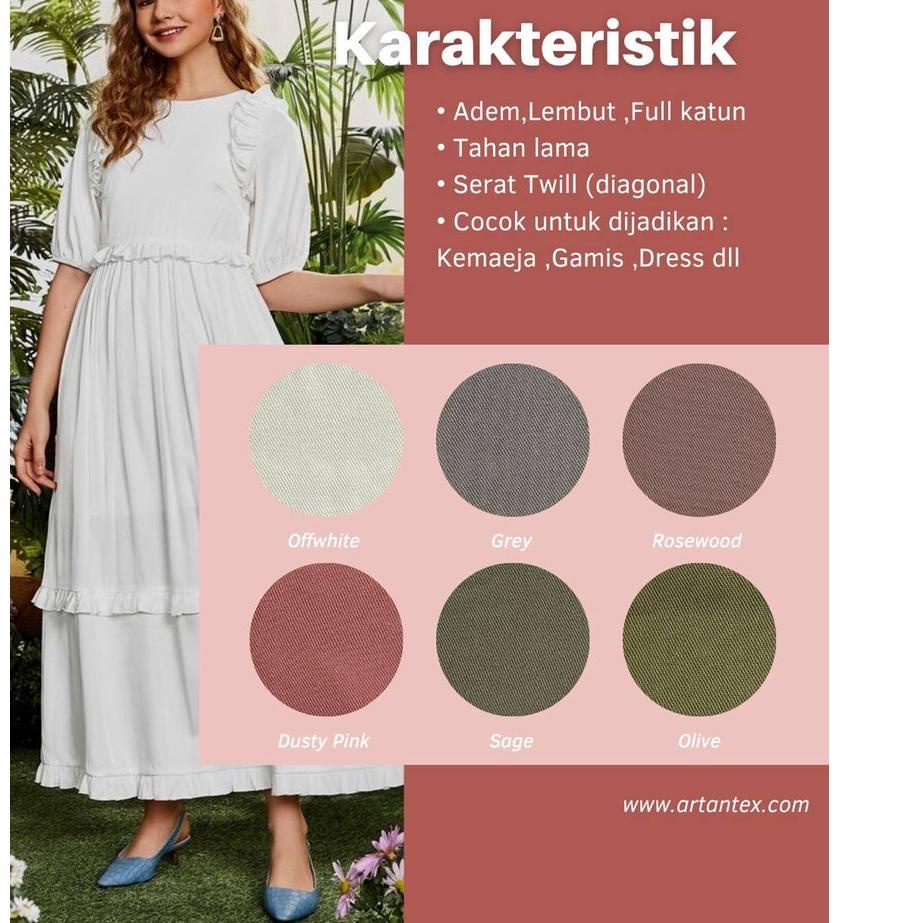 [PRODUK CWE9Q] Kain Rayon Twill Polos UNIQLO (Full 100% katun) - kain katun twill polos - kain katun