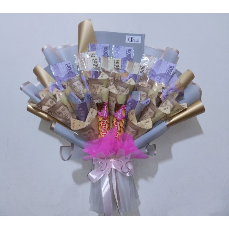 Danendra25 ~ Bouquet Uang 250k pecahan 5k & 10k/Money Bouquet/Bucket Money/Buket Duit pecahan 5000 5