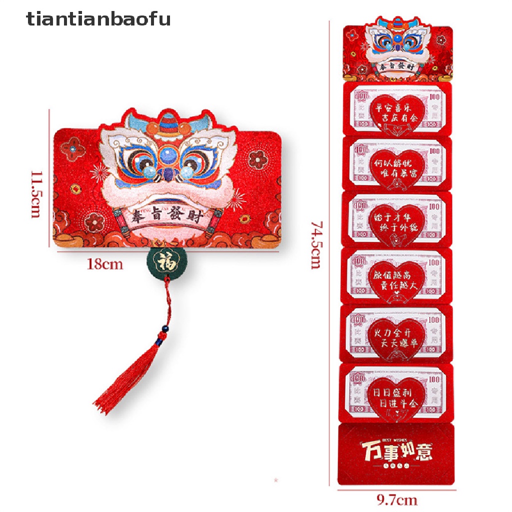 [tiantianbaofu] Angpao Imlek2023 Amplop Merah Kartun Lucu Stereo Paket Merah Ang Pow Hong Bao Butik Festival Musim Semi