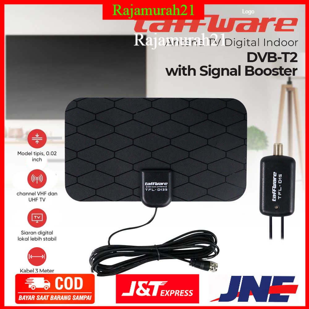 Taffware Antena TV Digital DVB-T2 25dB Grid Pattern Signal Booster - TFL-D139 - Black - TFNA02BK